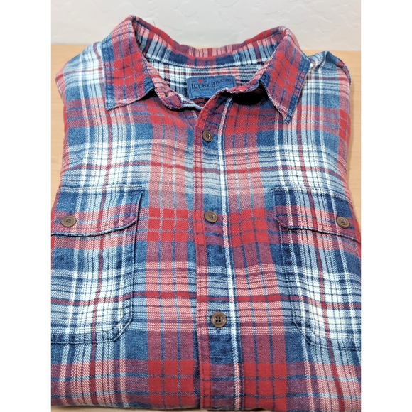 Lucky Brand Other - Lucky Brand Men's Lg Plaid Red White Blue Long Sleeve Button Down Shirt Cotton